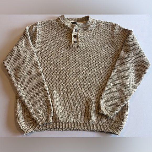 OSCAR DE LA RENTA Men’s Crewneck Long Sleeve Knit Beige Sweater Size Medium - Picture 3 of 9
